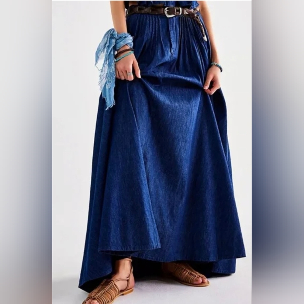 Free People Denim Maxi skirt